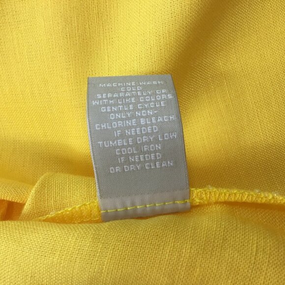 Joan Vass New York NWT Linen Top Off Shoulder Pom Poms Size M Yellow 3/4 Sleeve - Picture 9 of 9